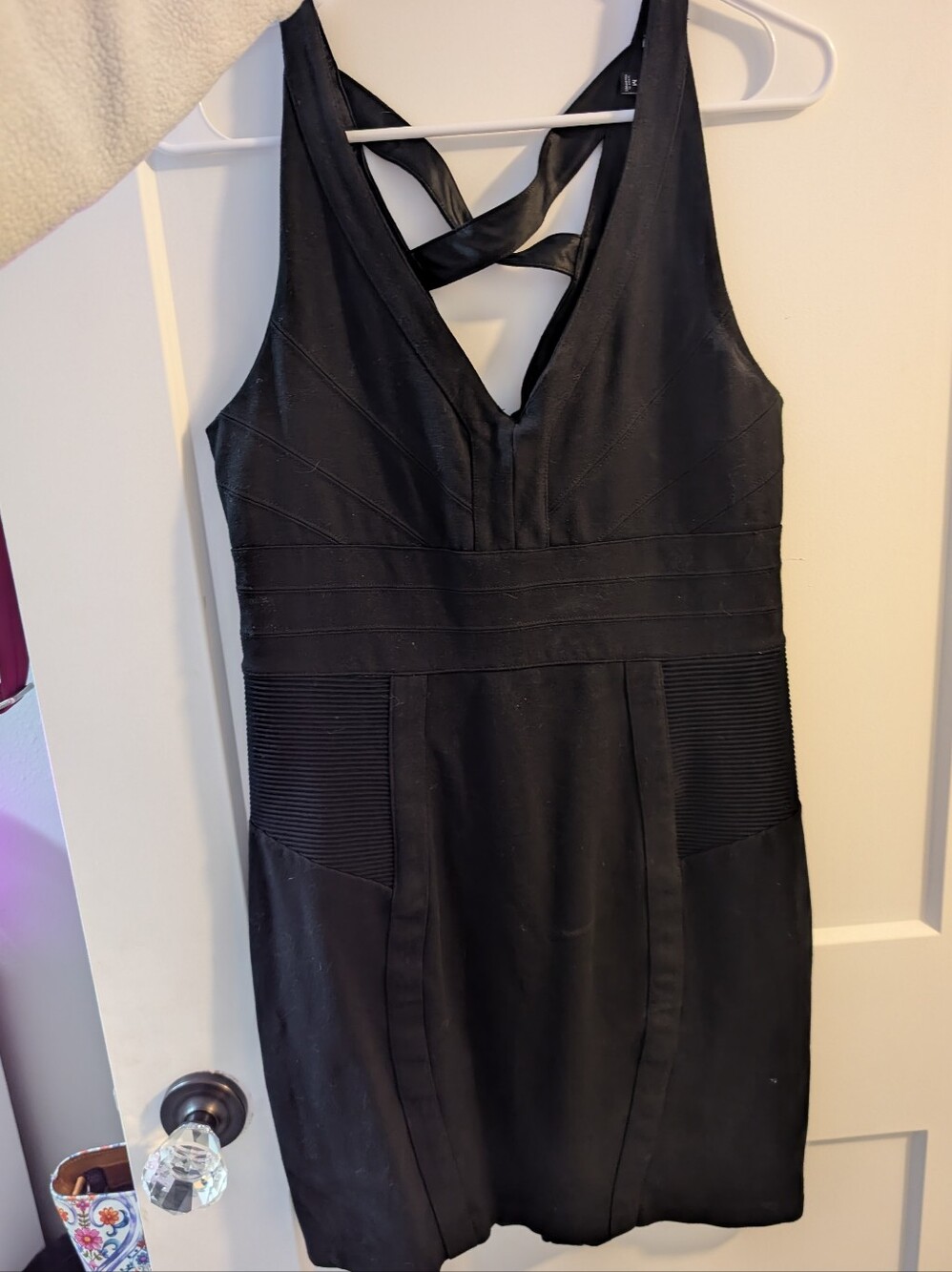 Express Black Sleeveless Mini Dress with Crisscross Back